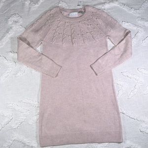 NWT The Children’s Place Sweater Dress Long Sleeves Pink W/ Pearl Detail Sz 7/8